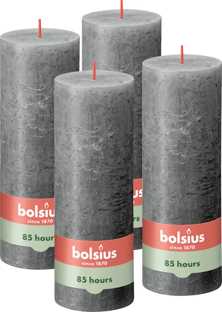 Bolsius Kerzen 4er Set 19 cm anthrazit