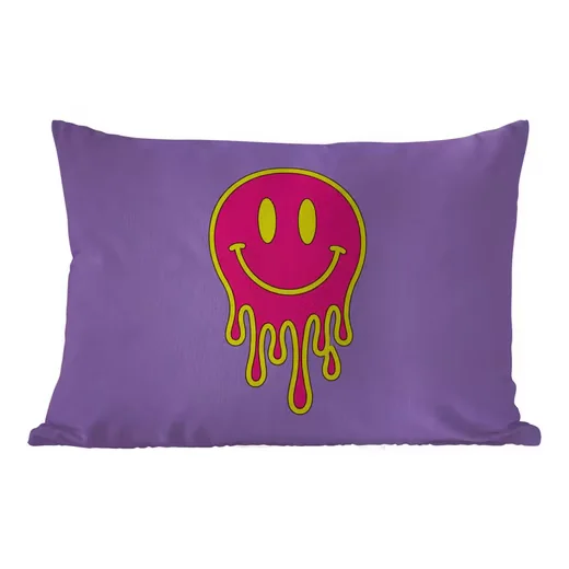 MUCHOWOW Dekokissen Smiley Neon tropfendes Design