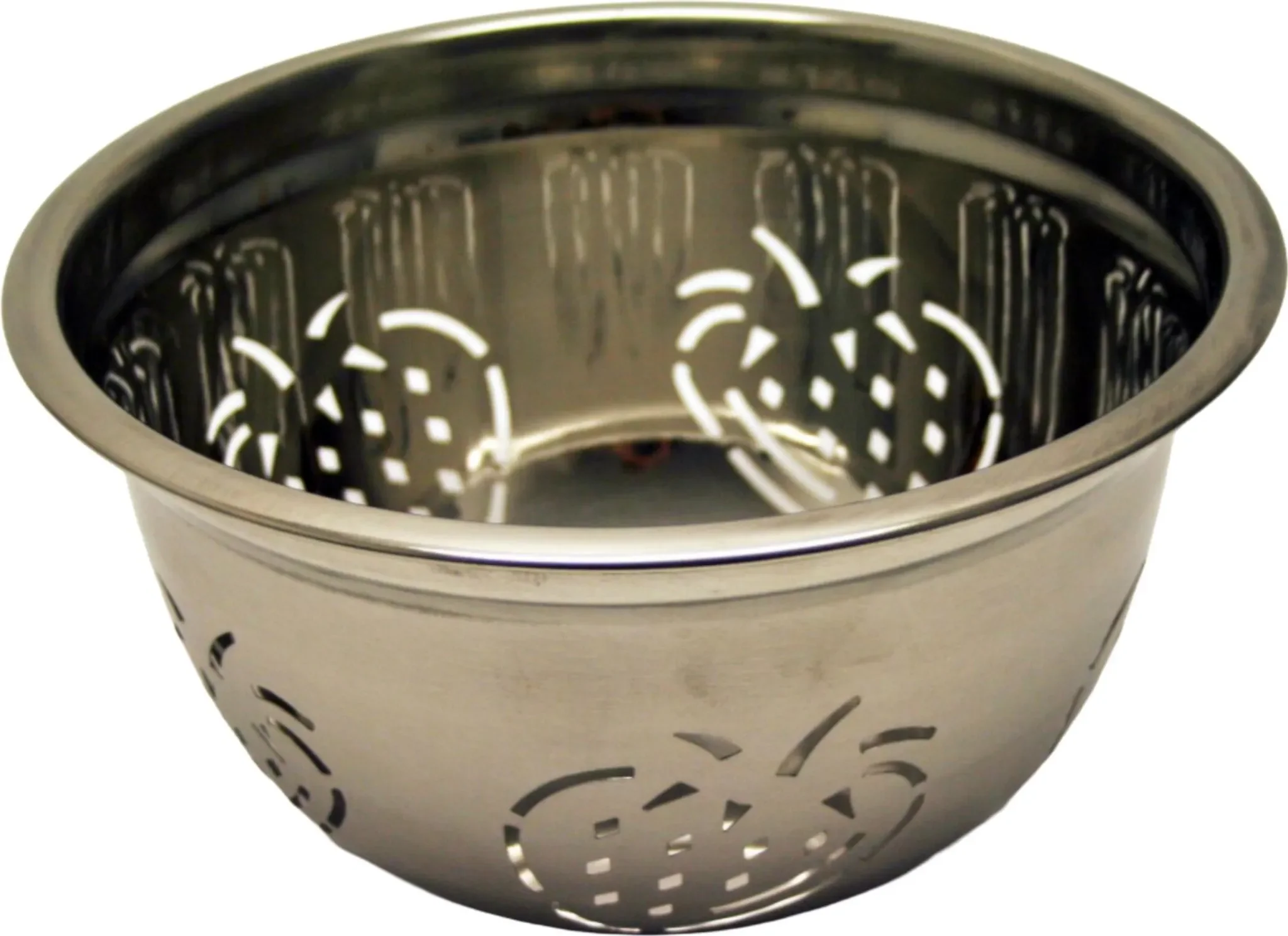 Obstschale aus Edelstahl – Motiv „Erdbeere“, Ø 22 cm