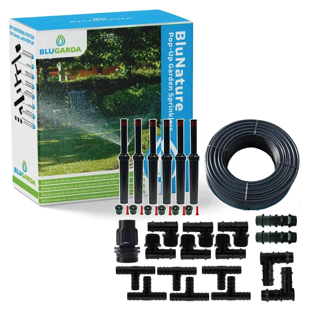 BluGarda BluNature Pop Up Sprinkler Kit for Lawn Irrigation System