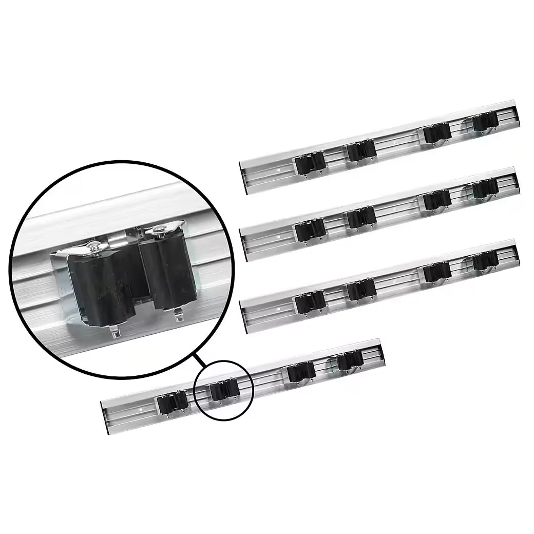 WORK PLUS Wandhalter Besenhalter Werkzeugleiste 4er Set für Rundstiele