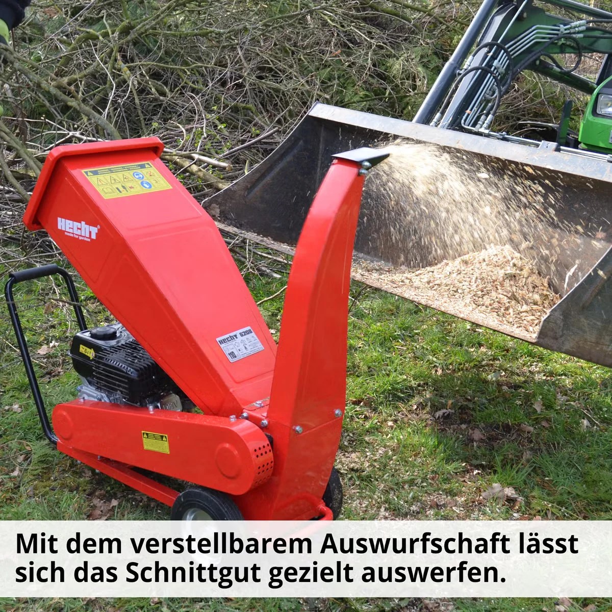 HECHT 6208 Benzin Gartenhäcksler 7 PS Schredder mit Hochauswurf