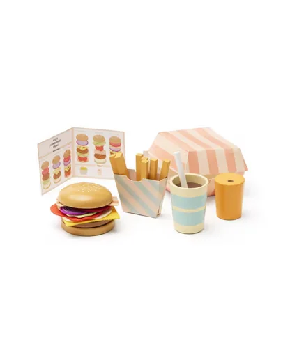 Kids Concept Hamburger-Spielset für Spielküche ab 2 Jahren 13x11x7 cm