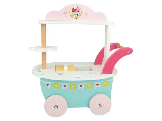 LUPILU Spielzeug-Servierwagen aus Holz, 18-tlg., Kinder Eiswagen