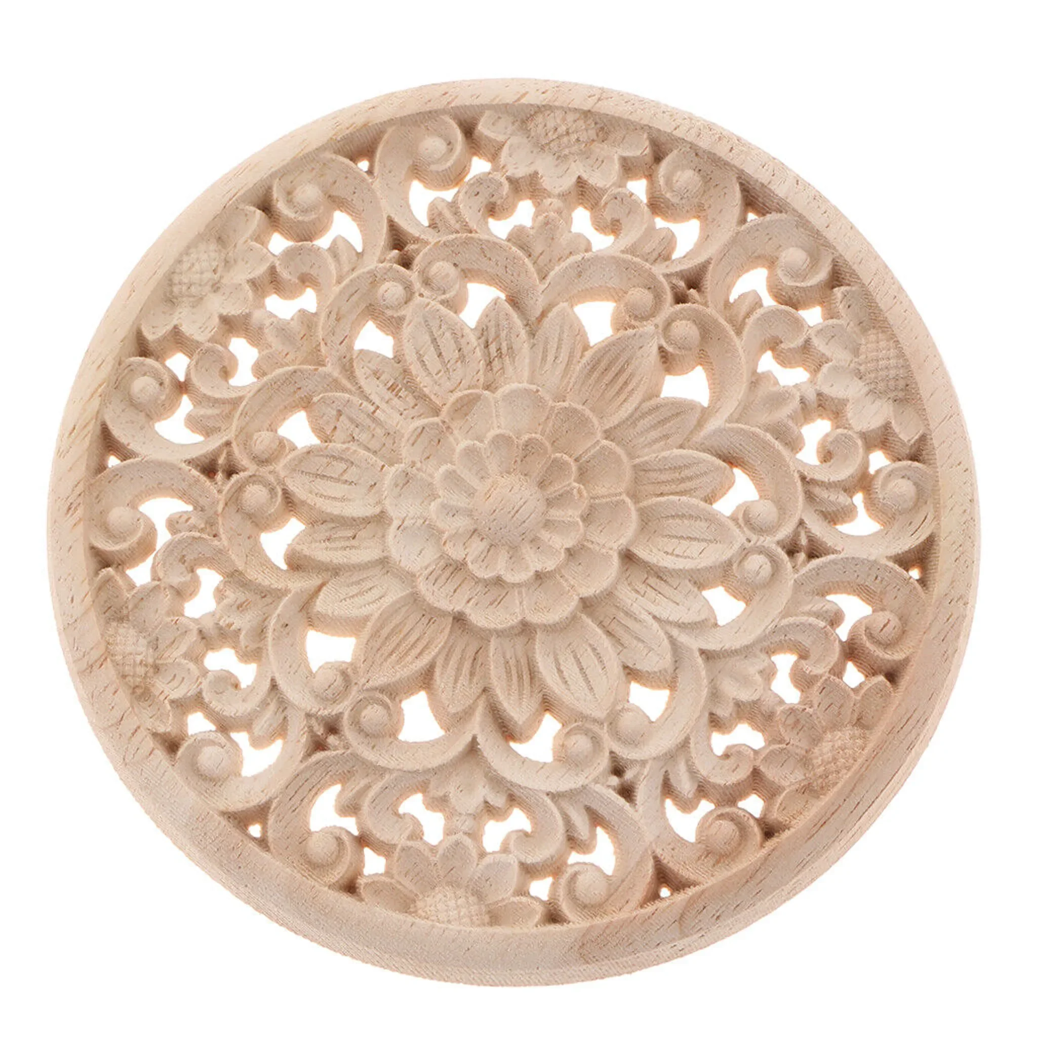 Holzornament unbemalt – Schnitzerei für Möbel & Wohndekor, 12 cm