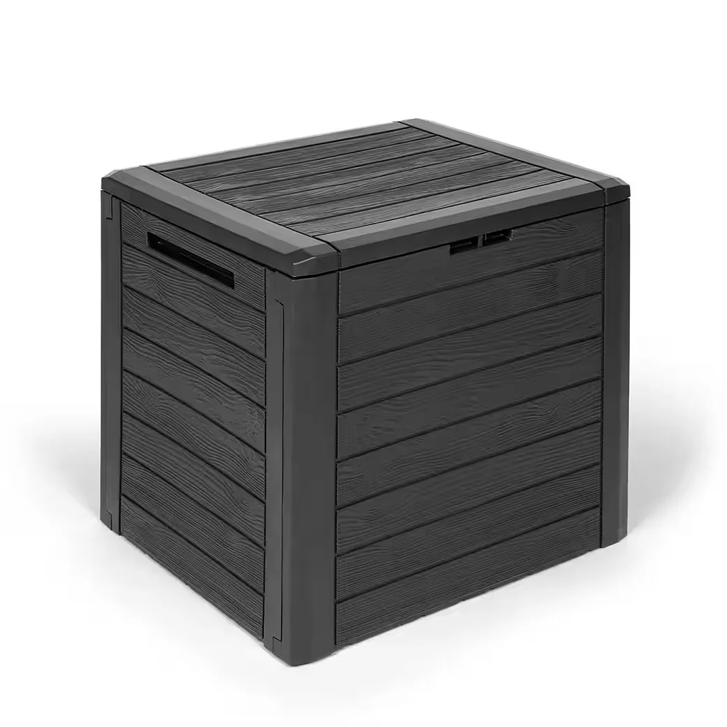 KREHER Kissenbox WOOD 140 L Holzoptik Anthrazit Garten Auflagenbox
