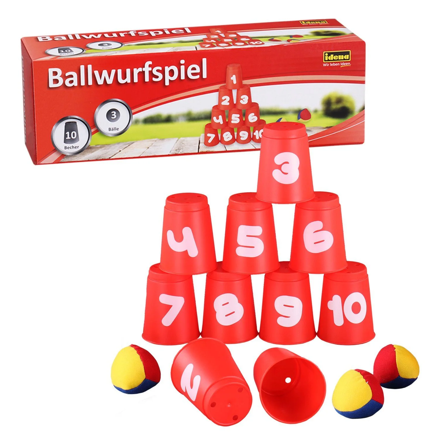 Ballwurfspiel mit Bechern – Wurfspiel-Set für Kinder ab 3 Jahren
