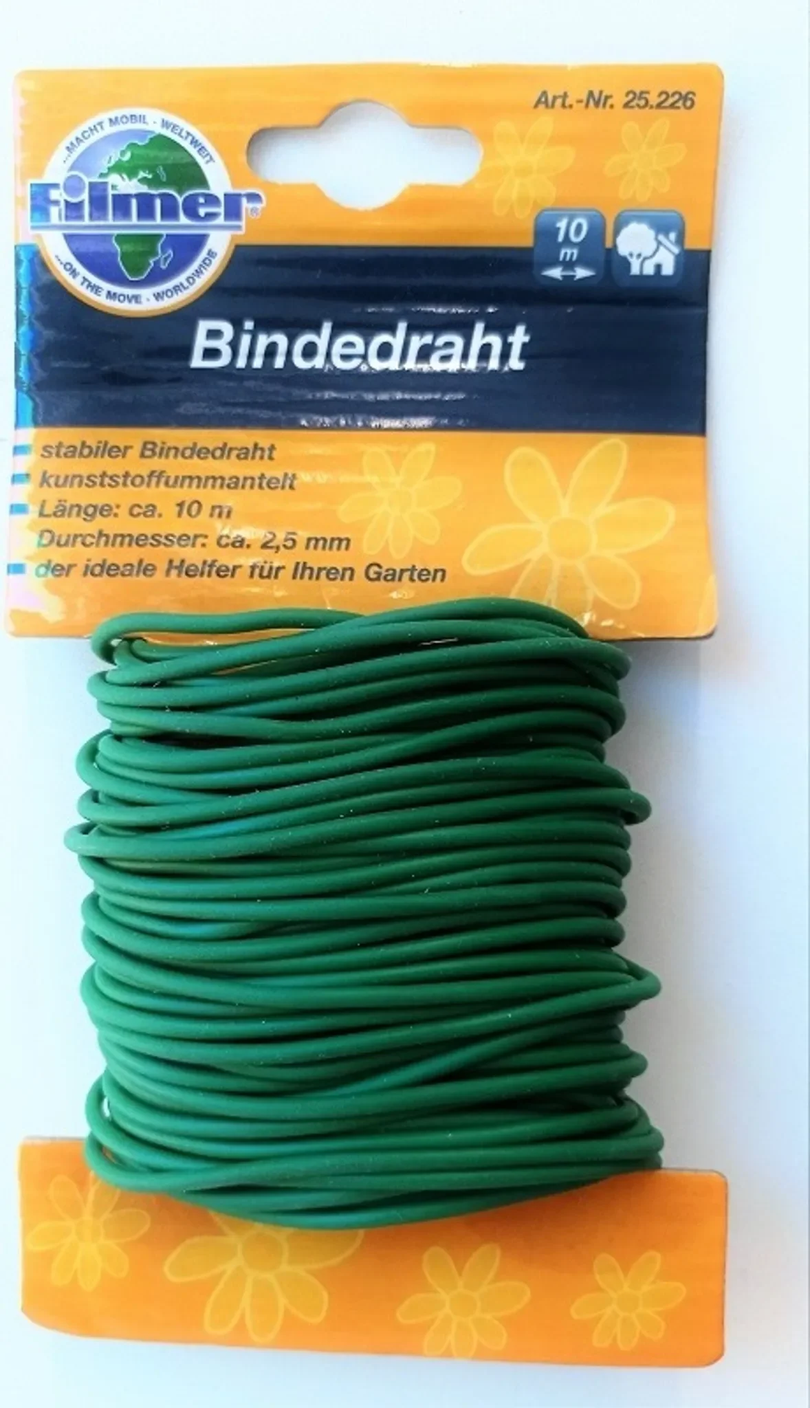 Pflanzen Bindedraht – 10 m Länge, 2,5 mm Durchmesser, Kunststoffummantelt