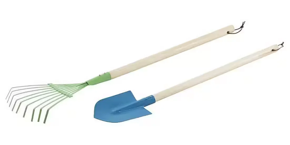 BE TOYS Kinder Gartenwerkzeug Set Spaten und Rechen 70 cm 2 teilig