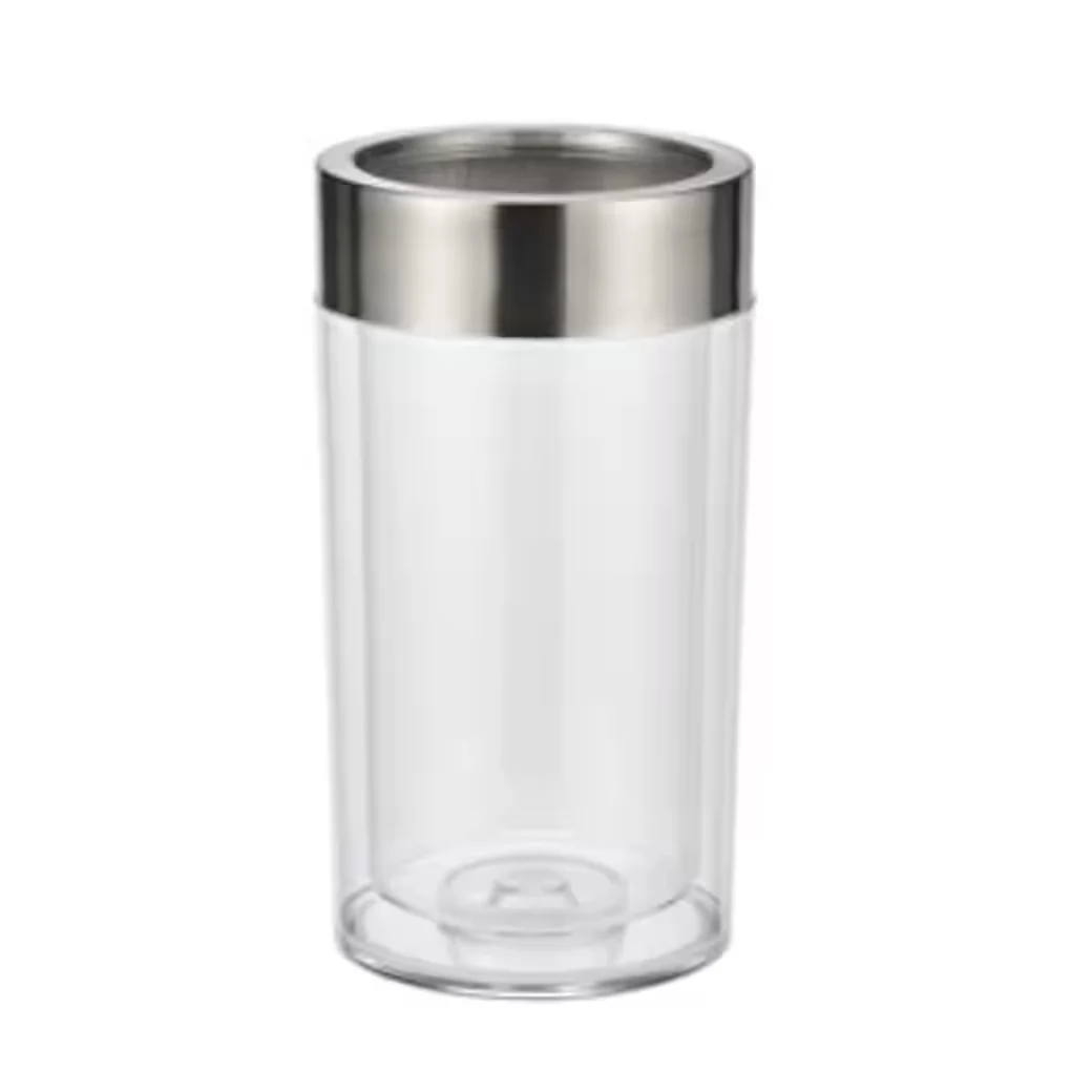 Weinkühler aus Kunststoff mit Edelstahlring, 11,7 x 22,8 cm