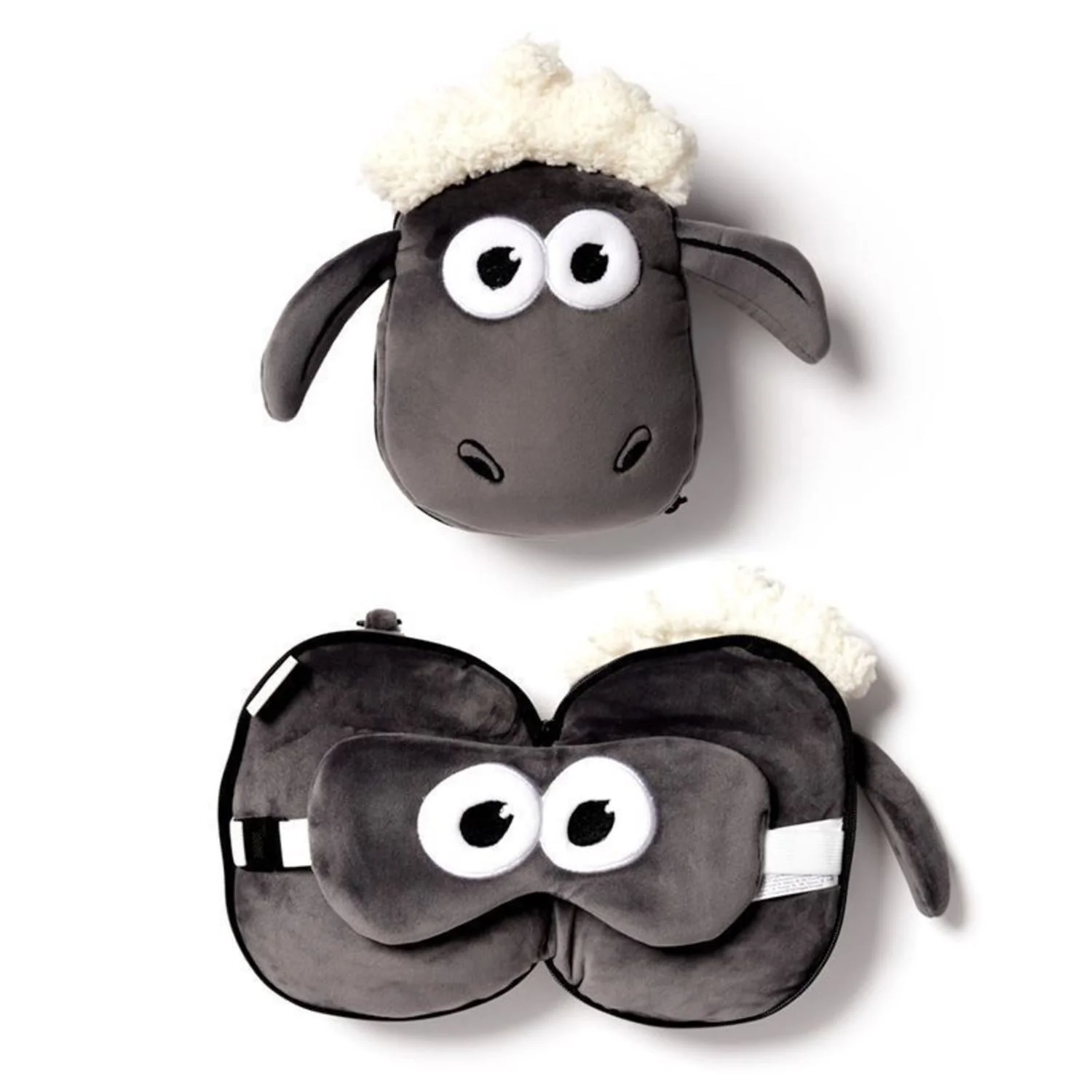 PUCKATOR Shaun das Schaf Reisekissen Nackenkissen mit Augenmaske