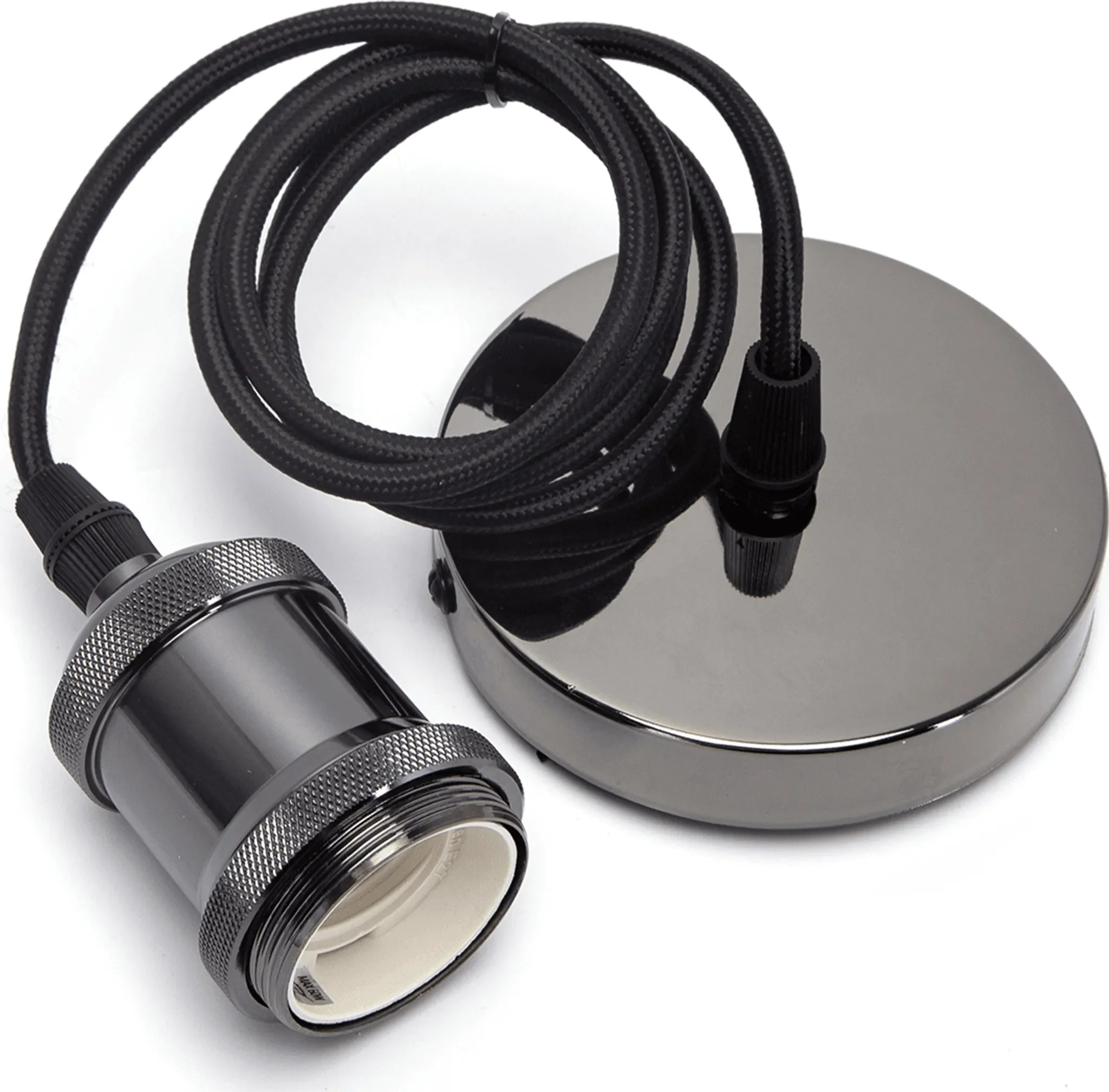 E27 Lampenfassung Pendelleuchte – Vintage Retro, perlschwarz