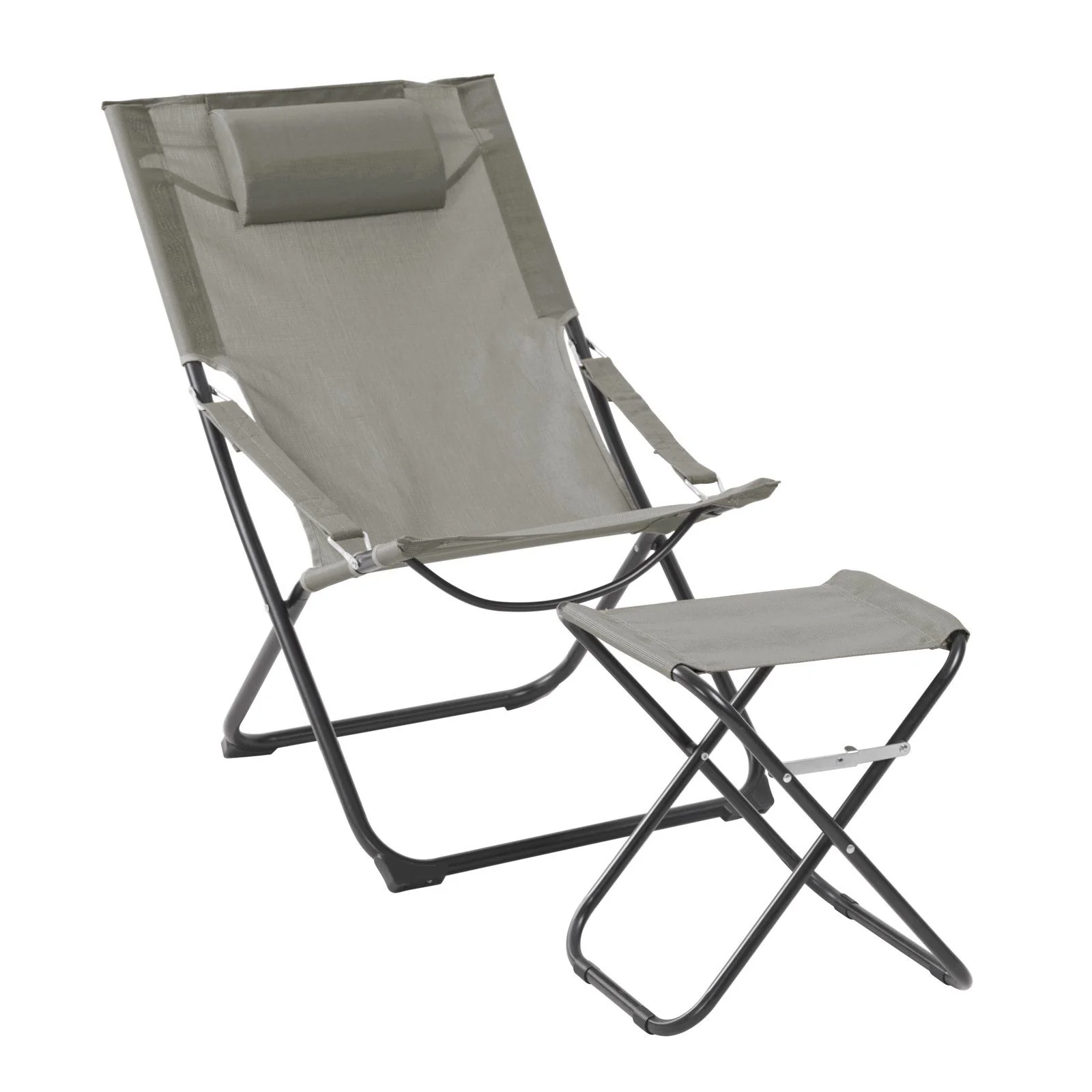 SVITA TOMRA Gartenstuhl 2er Set mit Kopfkissen, Armlehnen, Fußhocker